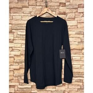 BYLT Premium Basics long-sleeve shirt waffle knit crewneck Navy Mens size Large